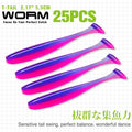 TSURINOYA NEW Fishing Lures T Tail Wrom 55mm 65mm 75mm 88mm Add Odor Attractant  Bass Artificial Soft Bait