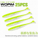 TSURINOYA NEW Fishing Lures T Tail Wrom 55mm 65mm 75mm 88mm Add Odor Attractant  Bass Artificial Soft Bait