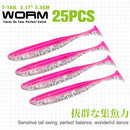 TSURINOYA NEW Fishing Lures T Tail Wrom 55mm 65mm 75mm 88mm Add Odor Attractant  Bass Artificial Soft Bait