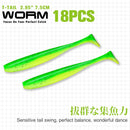 TSURINOYA NEW Fishing Lures T Tail Wrom 55mm 65mm 75mm 88mm Add Odor Attractant  Bass Artificial Soft Bait