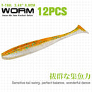 TSURINOYA NEW Fishing Lures T Tail Wrom 55mm 65mm 75mm 88mm Add Odor Attractant  Bass Artificial Soft Bait