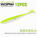 TSURINOYA NEW Fishing Lures T Tail Wrom 55mm 65mm 75mm 88mm Add Odor Attractant  Bass Artificial Soft Bait