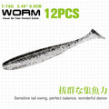 TSURINOYA NEW Fishing Lures T Tail Wrom 55mm 65mm 75mm 88mm Add Odor Attractant  Bass Artificial Soft Bait