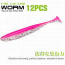 TSURINOYA NEW Fishing Lures T Tail Wrom 55mm 65mm 75mm 88mm Add Odor Attractant  Bass Artificial Soft Bait