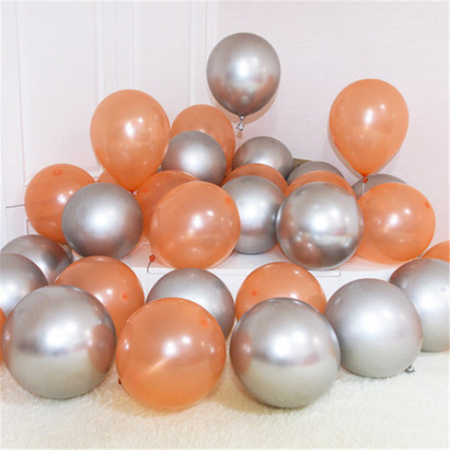 12pcs/lot Pink Latex Balloon Chrome Red Hot Pink Silver Metal Balloon Baby Shower Birthday Party Wedding Decorations Air Globos