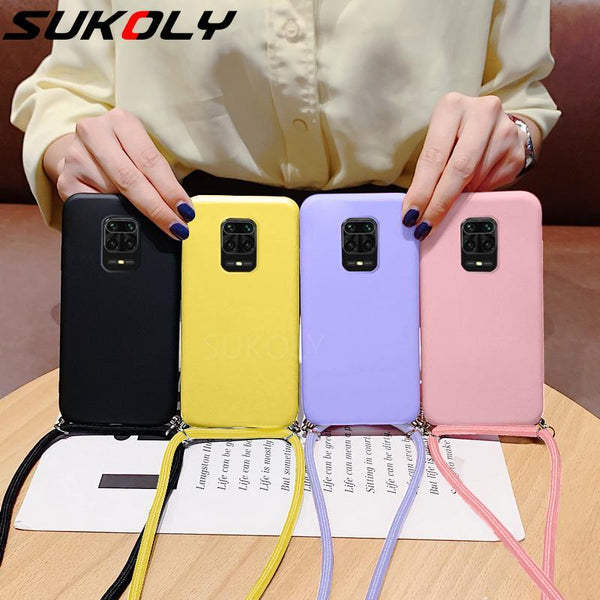 Liquid Silicone Lanyard Case For Redmi Note 10 Pro K40 Note 9 8 Mi Poco X3 Pro Mi 11 Mi 10T Pro Case Neck Strap Rope Cord Cover