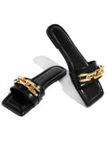 Women's Slippers 2021 Summer Transparent Chain Luxury Square Head Flat Heel Female plus size outdoor beach women slides Sandals