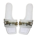 Women's Slippers 2021 Summer Transparent Chain Luxury Square Head Flat Heel Female plus size outdoor beach women slides Sandals