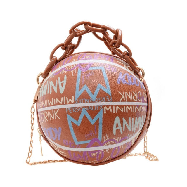 Personality Basketball Purses For Teenagers Women Shoulder Bags Crossbody Chain Hand Bags Female Leather Pink Bag Small Totes