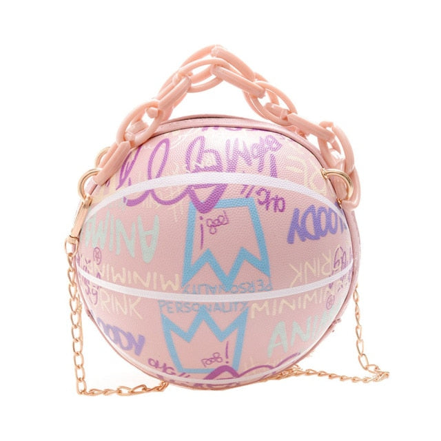 Personality Basketball Purses For Teenagers Women Shoulder Bags Crossbody Chain Hand Bags Female Leather Pink Bag Small Totes
