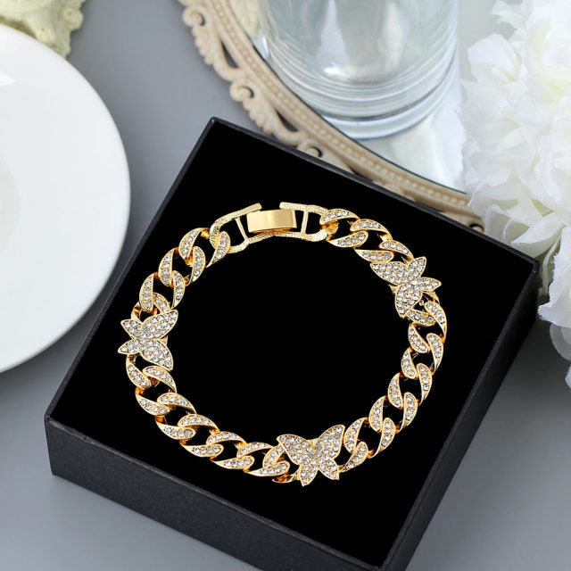 New Fashion Chunky Metal Chain Anklet For Women Men Rhinestone Gold Silver Color Cuban Foot Bracelet Punk Hip Hop Rock Jewelry