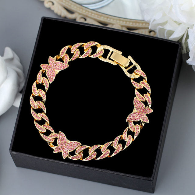 New Fashion Chunky Metal Chain Anklet For Women Men Rhinestone Gold Silver Color Cuban Foot Bracelet Punk Hip Hop Rock Jewelry