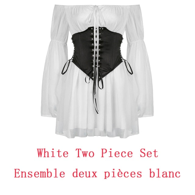 IAMHOTTY Chiffon Slash Neck Mini Dress Women Summer Beach Vacation Long Sleeve Corset Bandage Sundress Party Casual Dresses Pink