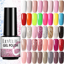 LILYCUTE Glitter Nail Gel Polish  Nail Color Glitter Sequins Matte Effect Gel Long Lasting Base Top Coat Nail Art