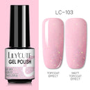LILYCUTE Glitter Nail Gel Polish  Nail Color Glitter Sequins Matte Effect Gel Long Lasting Base Top Coat Nail Art