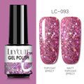 LILYCUTE Glitter Nail Gel Polish  Nail Color Glitter Sequins Matte Effect Gel Long Lasting Base Top Coat Nail Art