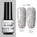 LILYCUTE Glitter Nail Gel Polish  Nail Color Glitter Sequins Matte Effect Gel Long Lasting Base Top Coat Nail Art