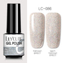 LILYCUTE Glitter Nail Gel Polish  Nail Color Glitter Sequins Matte Effect Gel Long Lasting Base Top Coat Nail Art