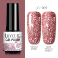 LILYCUTE Glitter Nail Gel Polish  Nail Color Glitter Sequins Matte Effect Gel Long Lasting Base Top Coat Nail Art