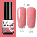 LILYCUTE Glitter Nail Gel Polish  Nail Color Glitter Sequins Matte Effect Gel Long Lasting Base Top Coat Nail Art
