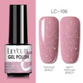 LILYCUTE Glitter Nail Gel Polish  Nail Color Glitter Sequins Matte Effect Gel Long Lasting Base Top Coat Nail Art
