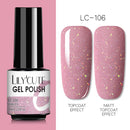 LILYCUTE Glitter Nail Gel Polish  Nail Color Glitter Sequins Matte Effect Gel Long Lasting Base Top Coat Nail Art