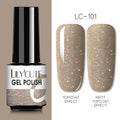 LILYCUTE Glitter Nail Gel Polish  Nail Color Glitter Sequins Matte Effect Gel Long Lasting Base Top Coat Nail Art