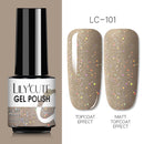 LILYCUTE Glitter Nail Gel Polish  Nail Color Glitter Sequins Matte Effect Gel Long Lasting Base Top Coat Nail Art