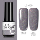 LILYCUTE Glitter Nail Gel Polish  Nail Color Glitter Sequins Matte Effect Gel Long Lasting Base Top Coat Nail Art