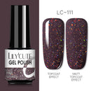 LILYCUTE Glitter Nail Gel Polish  Nail Color Glitter Sequins Matte Effect Gel Long Lasting Base Top Coat Nail Art