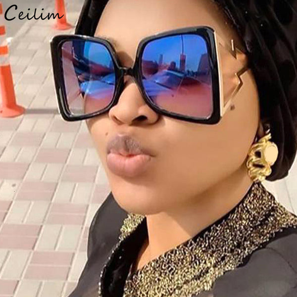 Fashion Oversize Bow Shape Square Sunglasses for Women 2021 New Luxury Brand Big Frame Gradient Sun Glasses Female Summer Shades