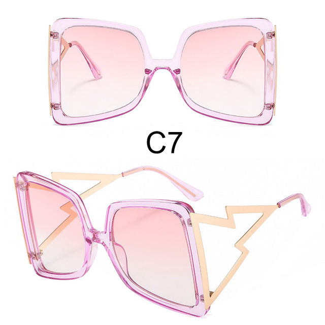 Fashion Oversize Bow Shape Square Sunglasses for Women 2021 New Luxury Brand Big Frame Gradient Sun Glasses Female Summer Shades