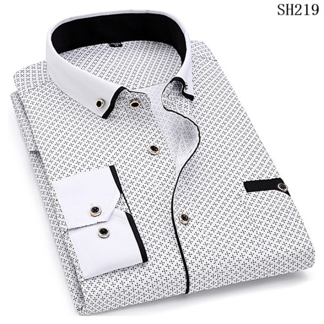 2021 Men Fashion Casual Long Sleeved Printed Shirt Slim Fit Male Social Business Dress Shirts Brand For Men Soft Comfortable
