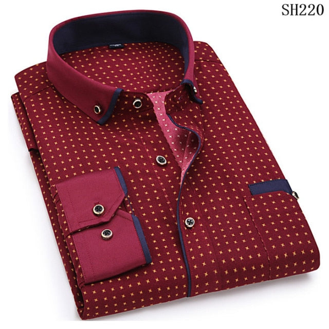 2021 Men Fashion Casual Long Sleeved Printed Shirt Slim Fit Male Social Business Dress Shirts Brand For Men Soft Comfortable