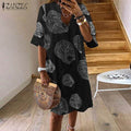 ZANZEA 2021  Summer Lace Dress Women's Sundress Fashion Flare Sleeve Short Vestido Female Bohemian V Neck Party Shirt Robe Femme