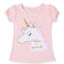 2021 Summer Fashion Unisex Unicorn T-shirt Children Boys Short Sleeves White Tees Baby Kids Cotton Tops For Girls Clothes 3 8Y