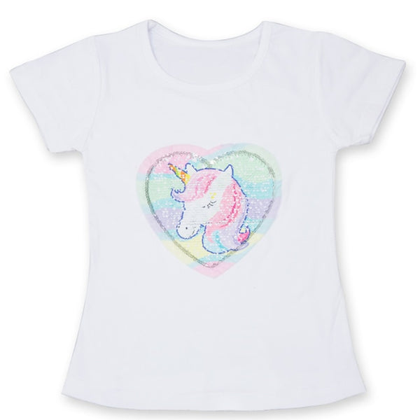 2021 Summer Fashion Unisex Unicorn T-shirt Children Boys Short Sleeves White Tees Baby Kids Cotton Tops For Girls Clothes 3 8Y