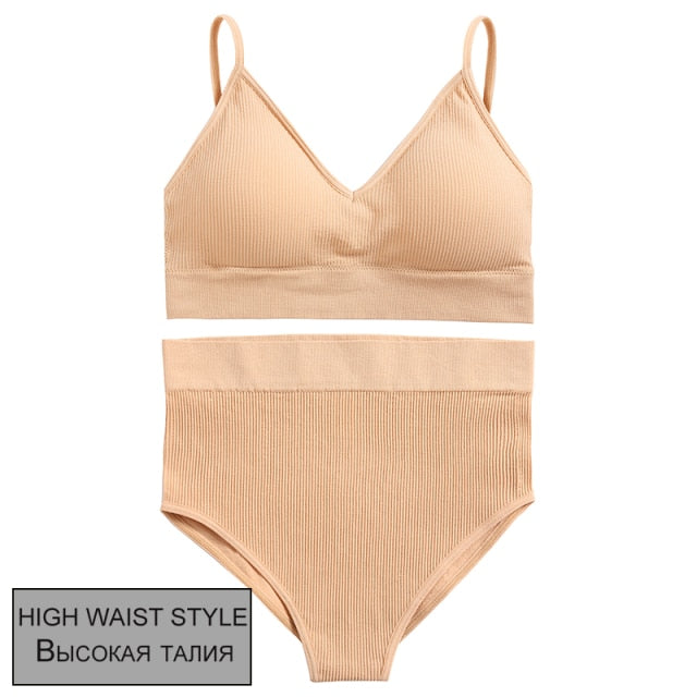 FINETOO Women Seamless Bra Set Bra Top + Pantys Brassiere Fitness Underwear Lingerie Women's Swimwear Push Up Sexy Tank Top Girl