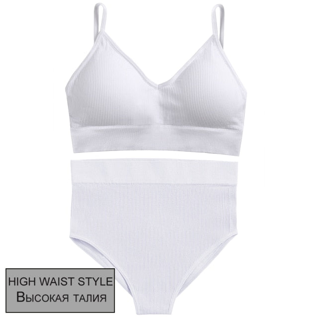 FINETOO Women Seamless Bra Set Bra Top + Pantys Brassiere Fitness Underwear Lingerie Women's Swimwear Push Up Sexy Tank Top Girl