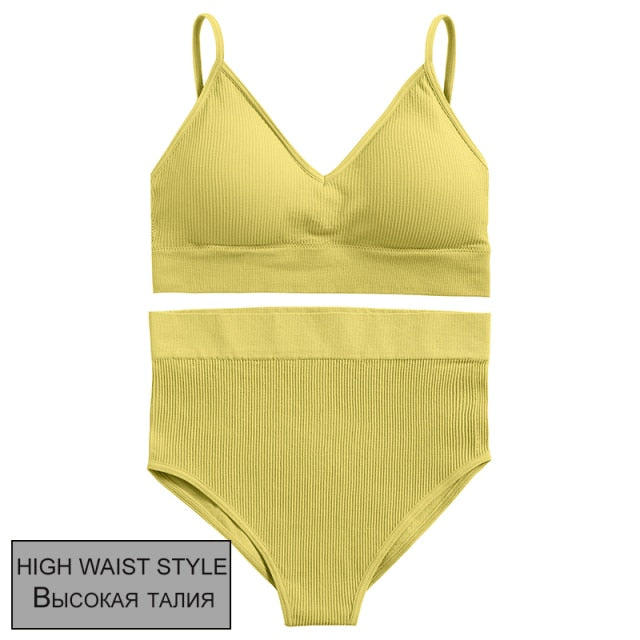 FINETOO Women Seamless Bra Set Bra Top + Pantys Brassiere Fitness Underwear Lingerie Women's Swimwear Push Up Sexy Tank Top Girl