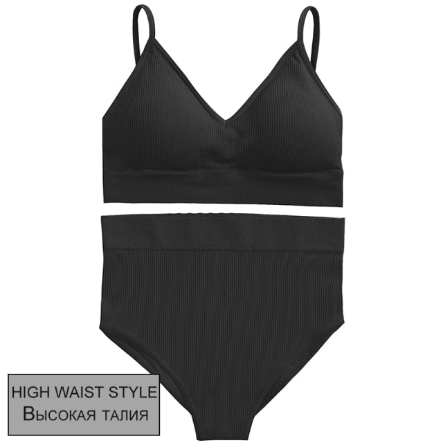 FINETOO Women Seamless Bra Set Bra Top + Pantys Brassiere Fitness Underwear Lingerie Women's Swimwear Push Up Sexy Tank Top Girl