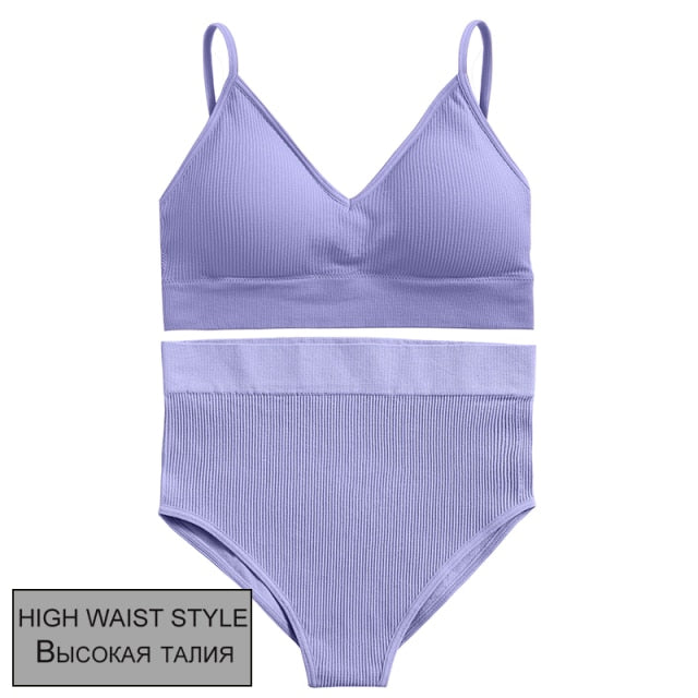 FINETOO Women Seamless Bra Set Bra Top + Pantys Brassiere Fitness Underwear Lingerie Women's Swimwear Push Up Sexy Tank Top Girl