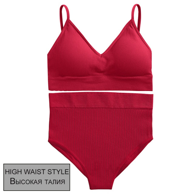 FINETOO Women Seamless Bra Set Bra Top + Pantys Brassiere Fitness Underwear Lingerie Women's Swimwear Push Up Sexy Tank Top Girl