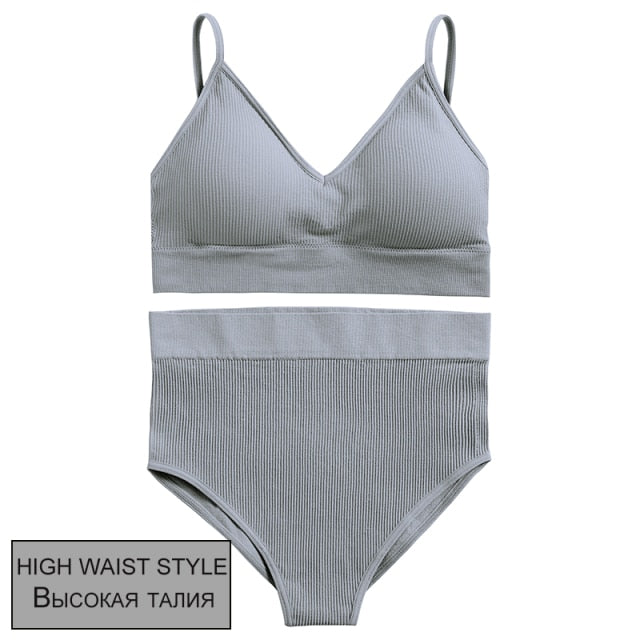 FINETOO Women Seamless Bra Set Bra Top + Pantys Brassiere Fitness Underwear Lingerie Women's Swimwear Push Up Sexy Tank Top Girl