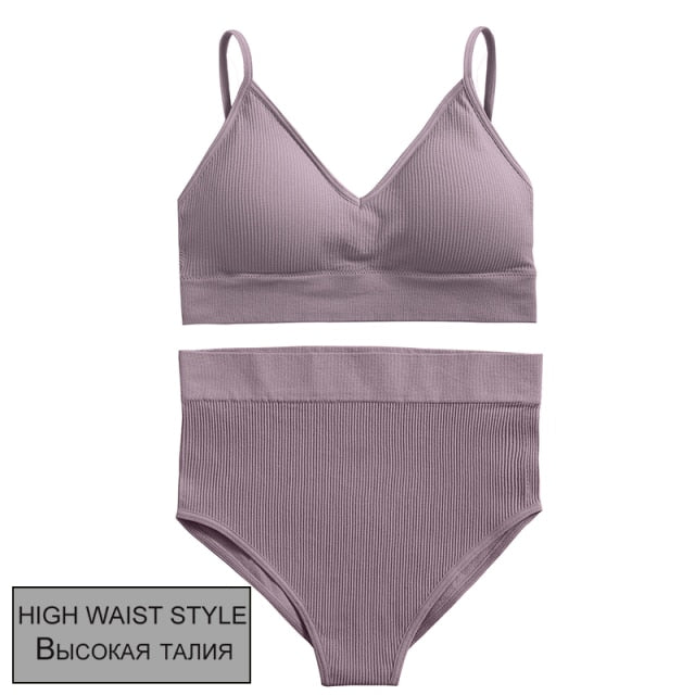 FINETOO Women Seamless Bra Set Bra Top + Pantys Brassiere Fitness Underwear Lingerie Women's Swimwear Push Up Sexy Tank Top Girl