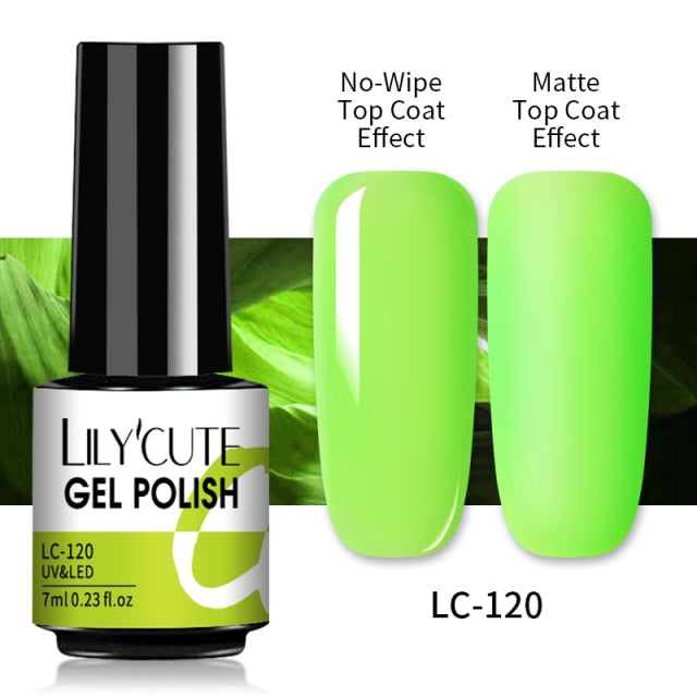 LILYCUTE Fluorescent Nail Gel Polish  Nail Color Glitter Sequins Matte Effect Gel Long Lasting Base Top Coat Nail Art