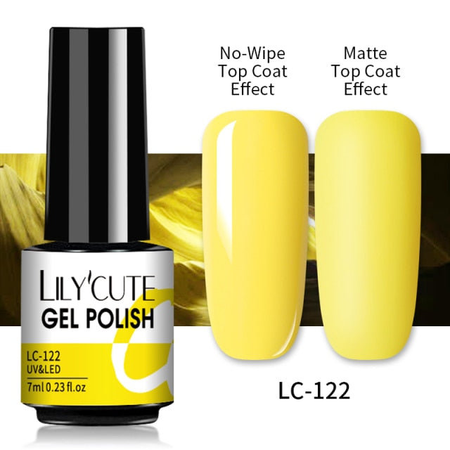 LILYCUTE Fluorescent Nail Gel Polish  Nail Color Glitter Sequins Matte Effect Gel Long Lasting Base Top Coat Nail Art