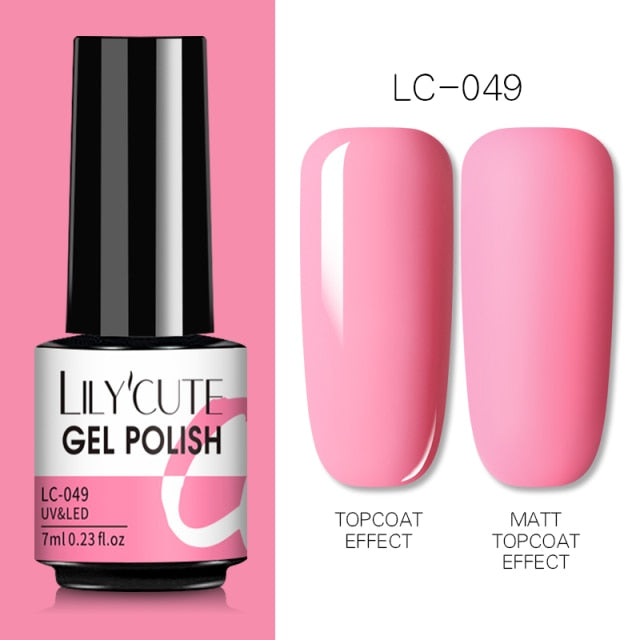 LILYCUTE Fluorescent Nail Gel Polish  Nail Color Glitter Sequins Matte Effect Gel Long Lasting Base Top Coat Nail Art