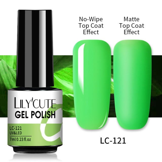 LILYCUTE Fluorescent Nail Gel Polish  Nail Color Glitter Sequins Matte Effect Gel Long Lasting Base Top Coat Nail Art