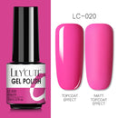LILYCUTE Fluorescent Nail Gel Polish  Nail Color Glitter Sequins Matte Effect Gel Long Lasting Base Top Coat Nail Art